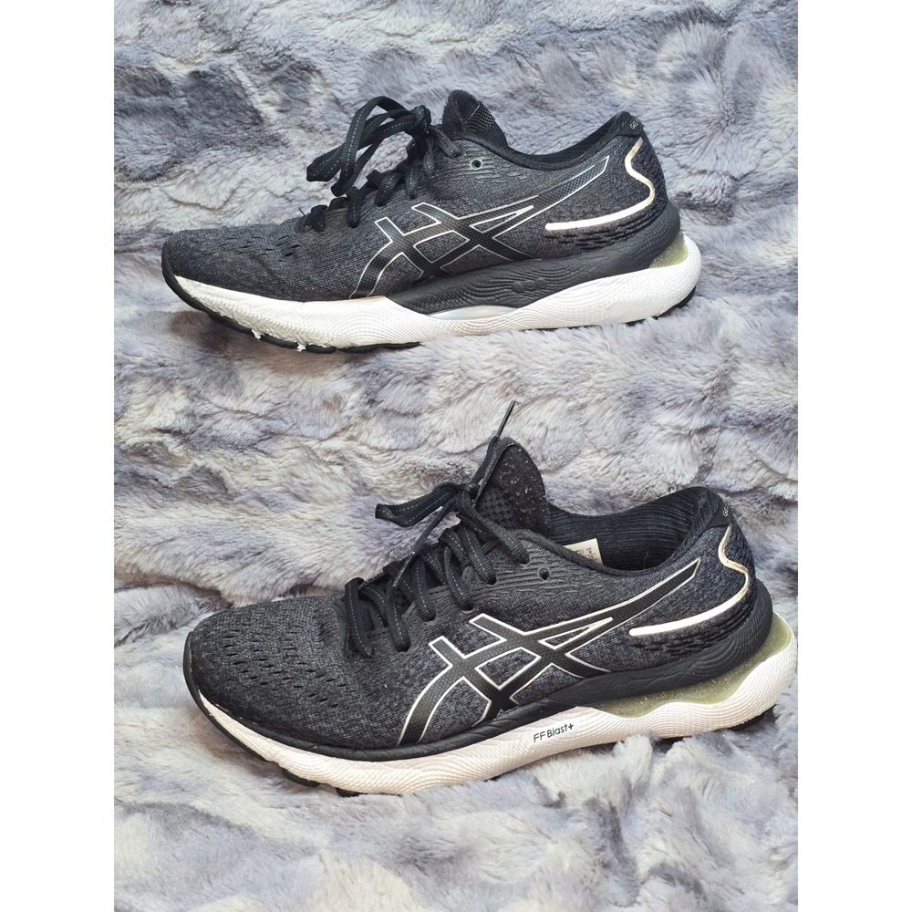 Asics Gel-Nimbus‎ 24 Womens Running Shoes Black White 1012B201 Size 8